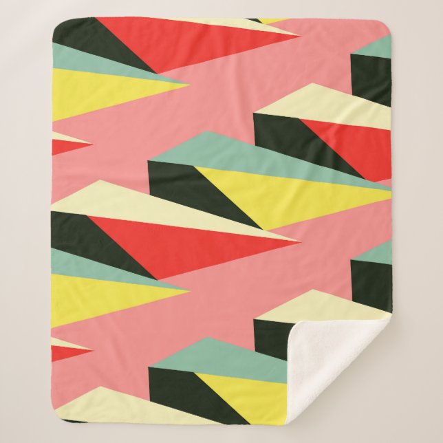 Couverture Sherpa Pyramides 3D : Vintage géométrique rétro. (Devant)