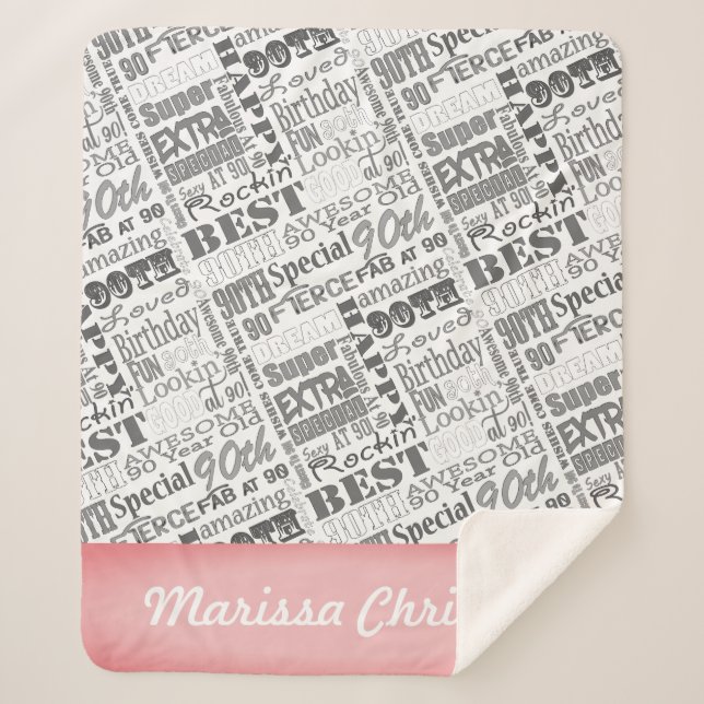 Couverture Sherpa quatre-vingt-dixième Monogramme personnalisé par (Devant)