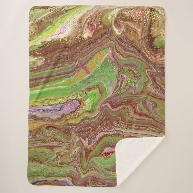 Couverture Sherpa Questions 1 Wild Green Maroon Blanket (Devant)