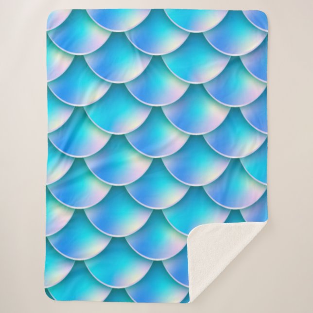 Couverture Sherpa queue de sirène bleue (Devant)