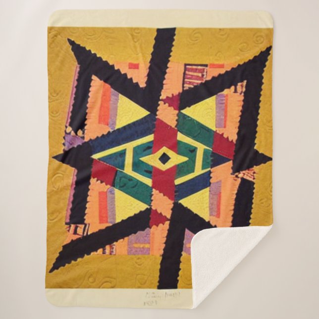 Couverture Sherpa Quilt d'aztèque jaune et rouge (Devant)
