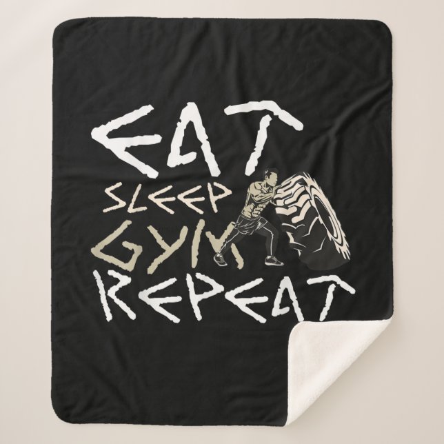 Couverture Sherpa Quota Eat Sleep Gym Repeat Funny (Devant)