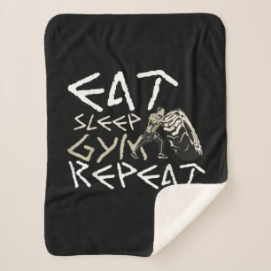 Couverture Sherpa Quota Eat Sleep Gym Repeat Funny