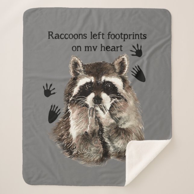 Couverture Sherpa Raccoons Empreintes gauche sur ma citation d'anima (Devant)