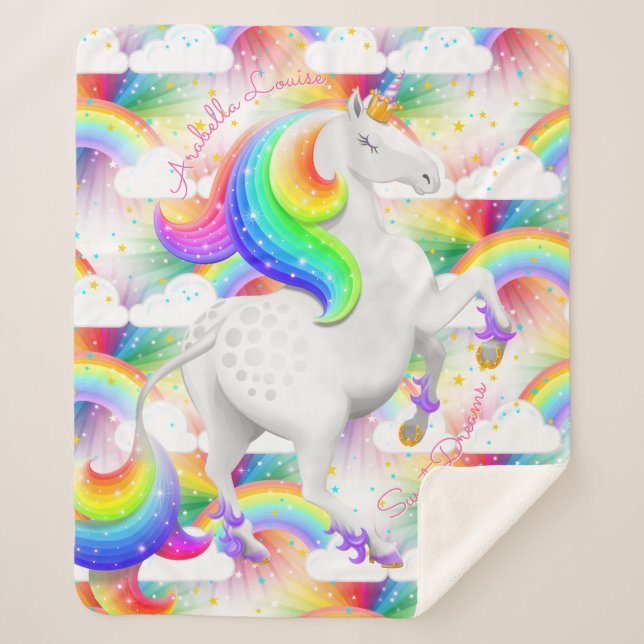 Couverture Sherpa Rainbow licorn Princess Magic Nursery (Devant)