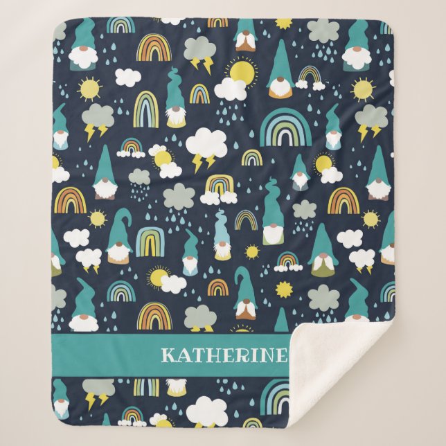 Couverture Sherpa Rainy Day Gnomes Rainbow Kids (Devant)