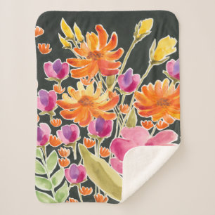 Couverture Sherpa Rassemblement splendide - Fleurs roses et orange