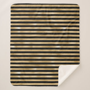 Couverture Sherpa rayée noire et or