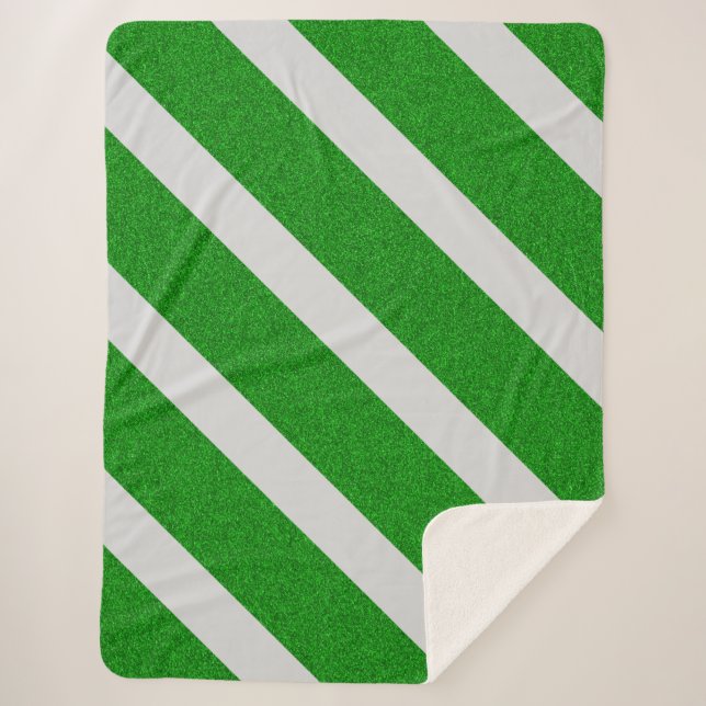 Couverture Sherpa Rayure Verte Pailletée (Devant)