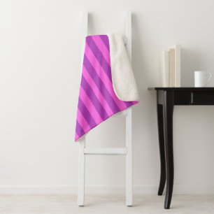 Couverture Sherpa Rayures bicolores violettes 