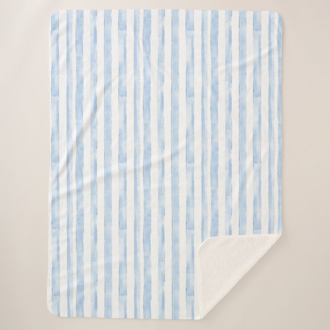 Couverture Sherpa Rayures Bleu Blanc   (Devant)