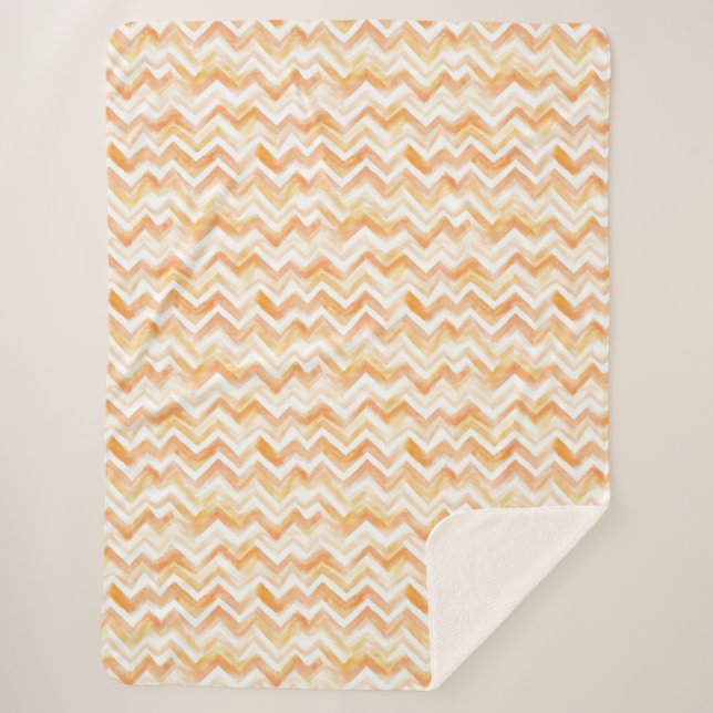 Couverture Sherpa Rayures Chevron Orange Pêche (Devant)