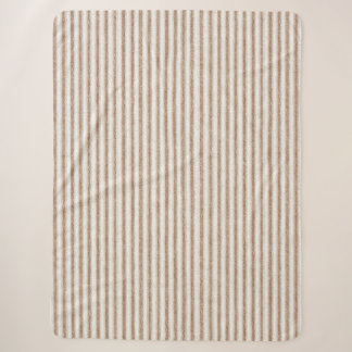 Couverture Sherpa Rayures Crème Marron Confortables  