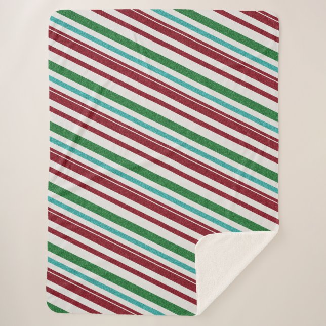 Couverture Sherpa Rayures de bonbon Paillettes (Devant)