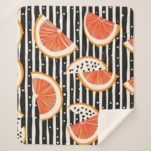 Couverture Sherpa Rayures de tranches de citron bold (8) (Devant)