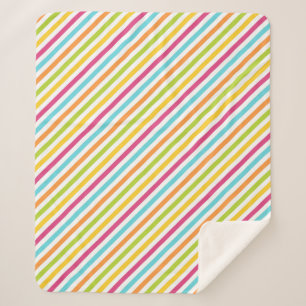 Couverture Sherpa Rayures diagonales en couleurs vives