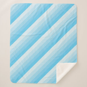 Couverture Sherpa Rayures diagonales ombrées dans des tons de bleu t