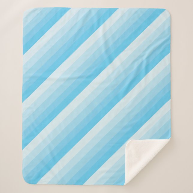 Couverture Sherpa Rayures diagonales ombrées dans des tons de bleu t (Devant)