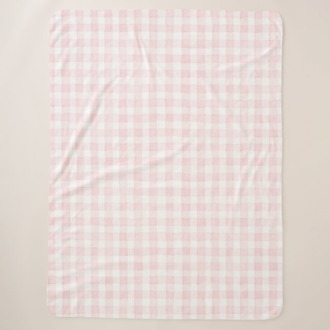 Couverture Sherpa Rayures Ecossaises Rose Blanc   (Devant)