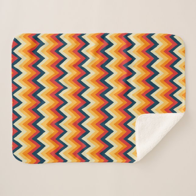 Couverture Sherpa Rayures en zigzag à l'aquarelle (Devant (Horizontal))