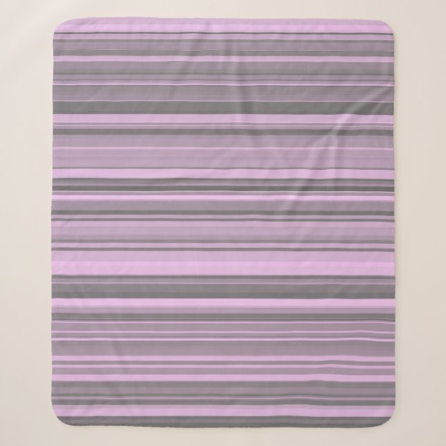 Couverture Sherpa Rayures Gris Violet (Devant)