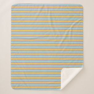 Couverture Sherpa Rayures horizontales turquoise, grises et jaunes
