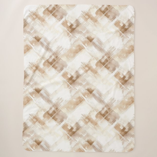 Couverture Sherpa Rayures Marron Crème Rustique (Devant)