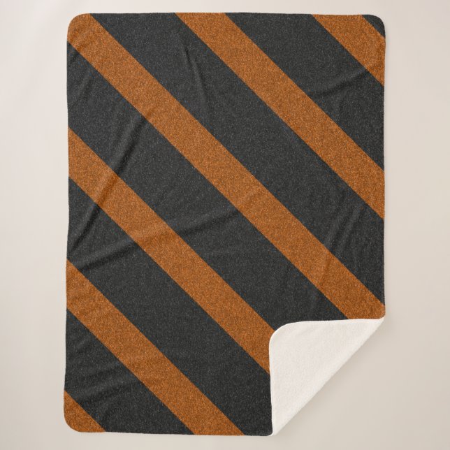Couverture Sherpa Rayures orange et noir Paillettes (Devant)