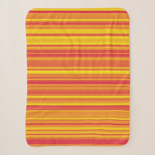 Couverture Sherpa Rayures Orange Rouge Jaune (Devant)