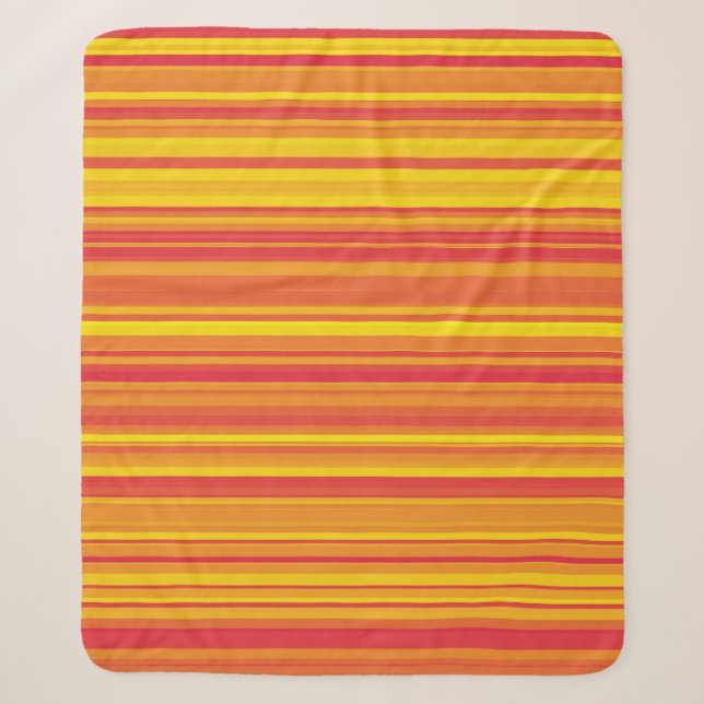 Couverture Sherpa Rayures Orange Rouge Jaune (Devant)