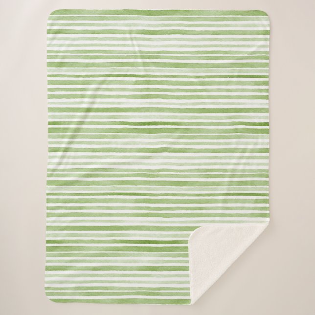 Couverture Sherpa Rayures vertes blanches (Devant)