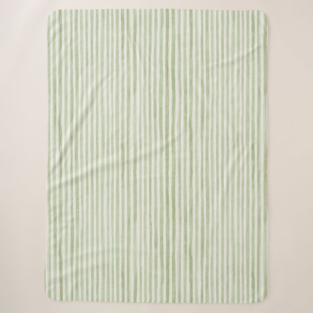 Couverture Sherpa Rayures Vertes Blanches   (Devant)