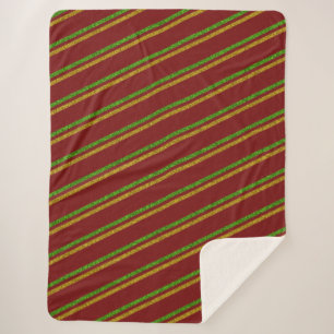 Couverture Sherpa Rayures vertes et dorées scintillantes