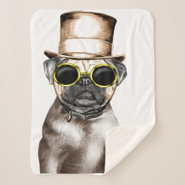 Couverture Sherpa Really Cute Steam Pug With Glasses (Devant)