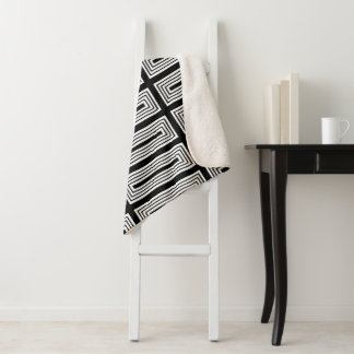 Couverture Sherpa Rectangles imbriquées en noir et blanc