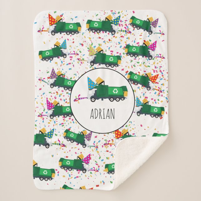 Couverture Sherpa Recyclage personnalisé Motif de la fête des camion (Devant)