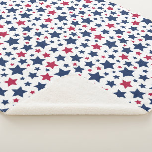 Couverture Sherpa Red and Blue Stars - motif de drapeau américain