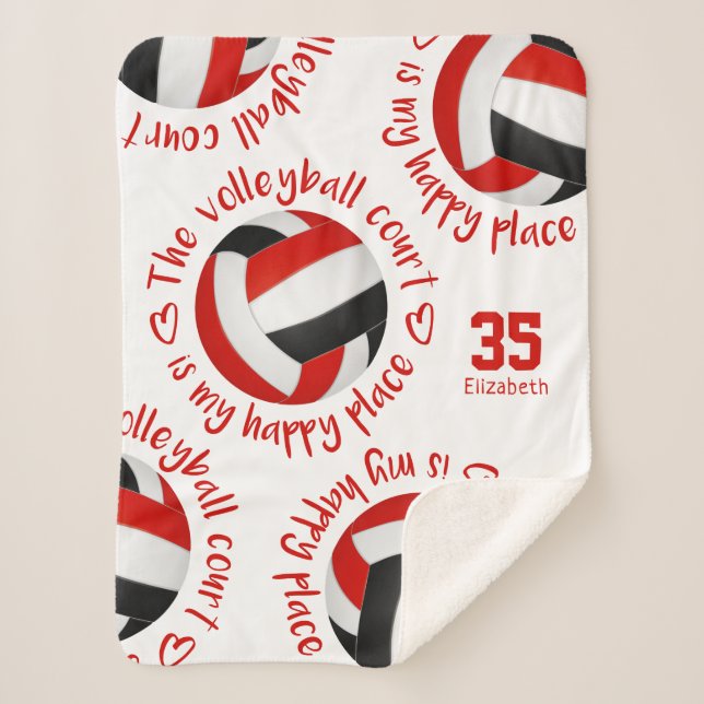 Couverture Sherpa red black volleyball court happy place typography (Devant)