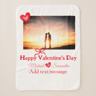 Couverture Sherpa Red bow valentine's day ajouter photo nom coeur am