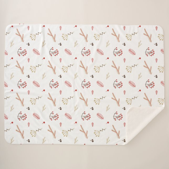 Couverture Sherpa Red Holly Berry Holiday (Devant (Horizontal))