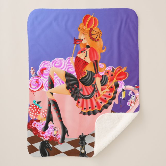 Couverture Sherpa Red Queen on Chess Board - Wonderland Art (Devant)