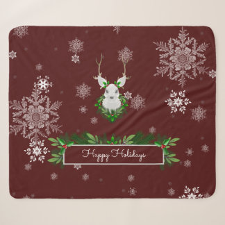 Couverture Sherpa Red Reindeer Sherpa Blanket
