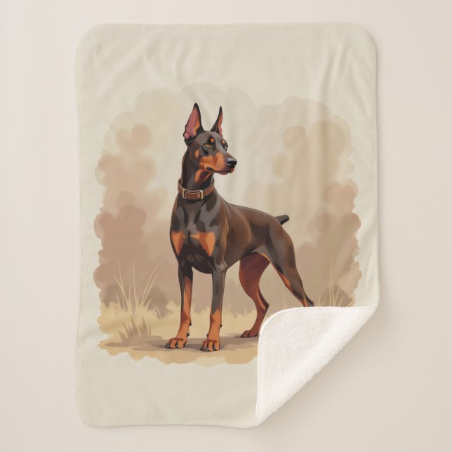 Couverture Sherpa Red Rust Brown Doberman Pinscher Dog (Devant)