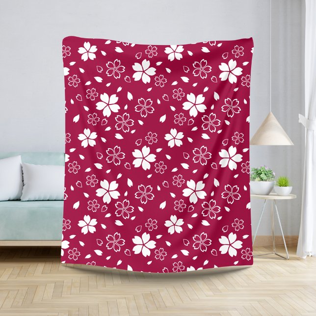 Couverture Sherpa Red Sakura Motif Sherpa Blanket (Créateur téléchargé)