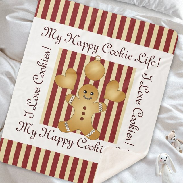 Couverture Sherpa Red Strike Christmas Cookie Gingerbread Homme Kids (Créateur téléchargé)