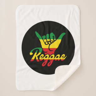 Couverture Sherpa Reggae Shaka Mains aux couleurs reggae