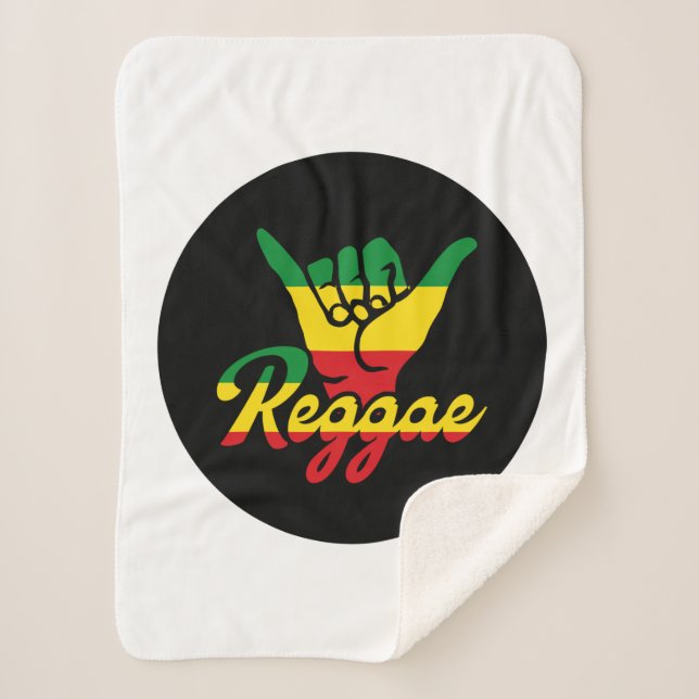 Couverture Sherpa Reggae Shaka Mains aux couleurs reggae (Devant)
