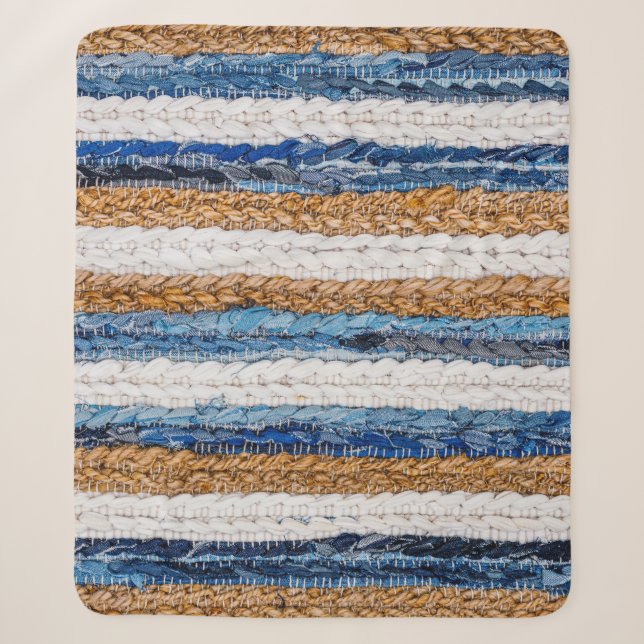 Couverture Sherpa Rein patchwork : jean recyclé tapis. (Devant)