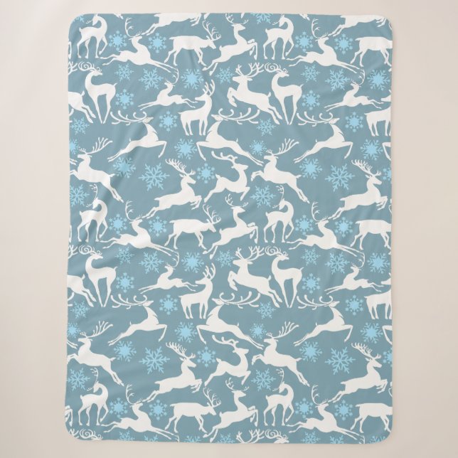 Couverture Sherpa Reindeers de Noël Motif, blanc 02 Grey BG (Devant)