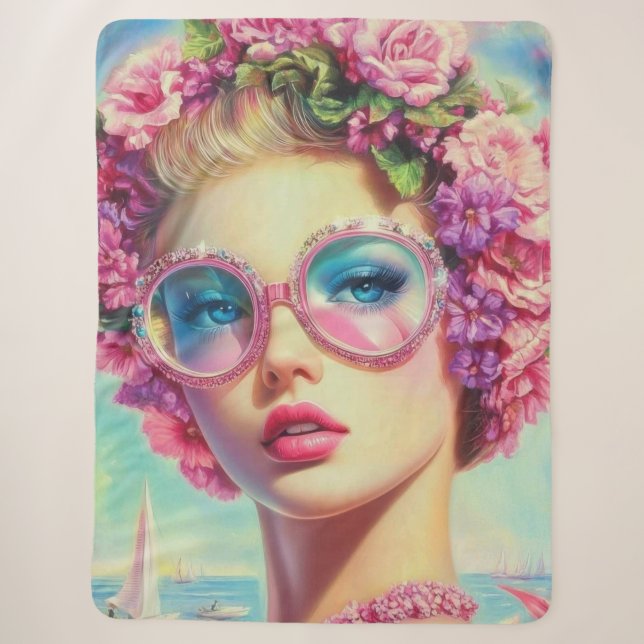 Couverture Sherpa Reine glamour tropicale (Devant)